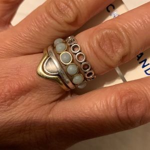 Lucky Brand  stackable rings with semiprecious accents. Size 7